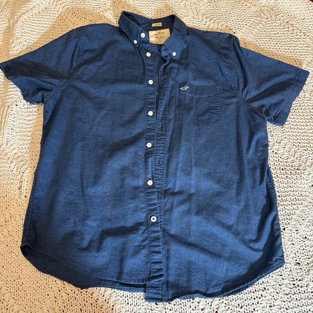 Hollister Blue Casual Button Down Shirt Relaxed Fit